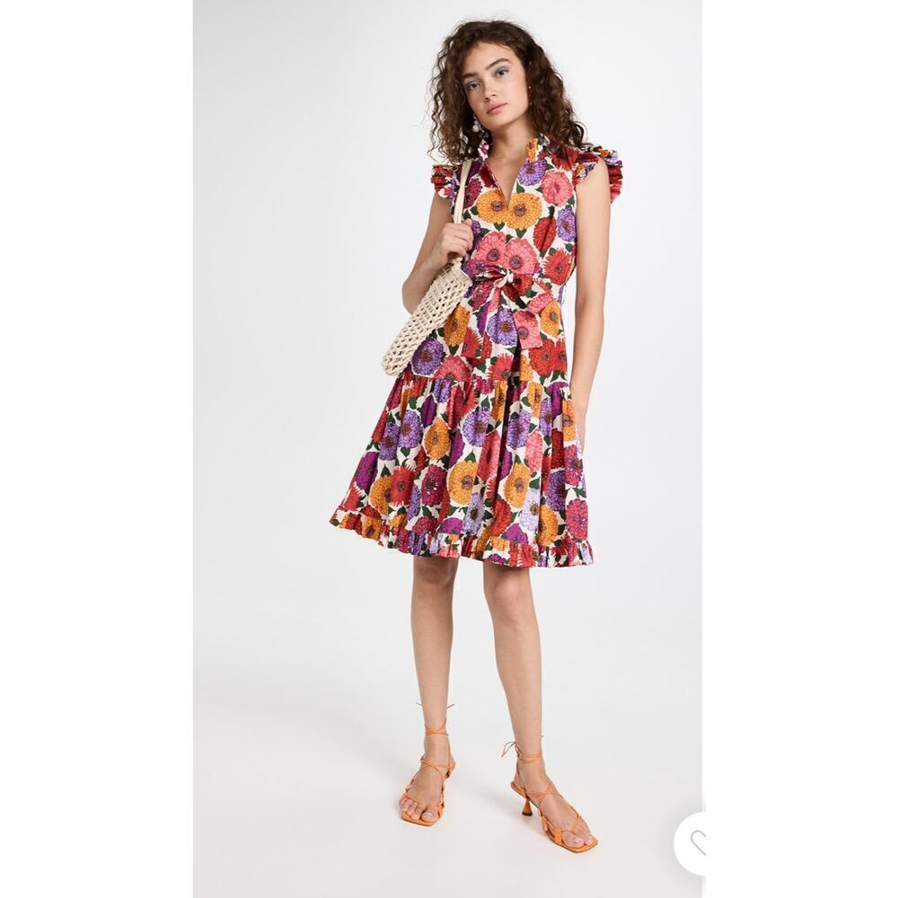 B51 La DoubleJ Short and Sassy Floral Midi Dress XS Romantic Cottage Garden‎
